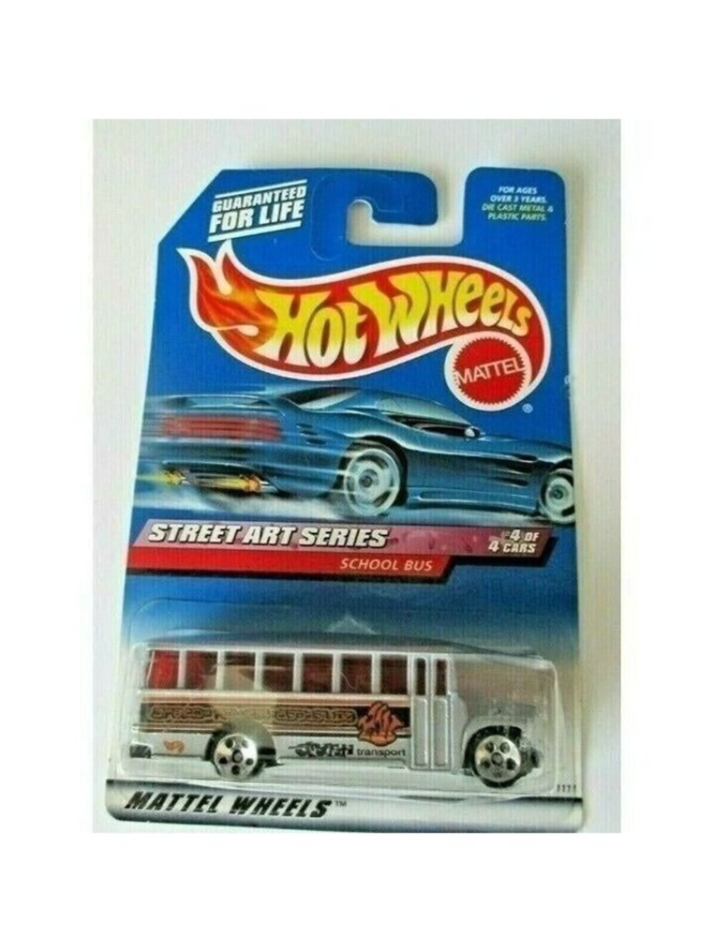 Vintage Die Cast Hot Wheels 1999 Street Art Series School Bus Silver #4 1/64 New